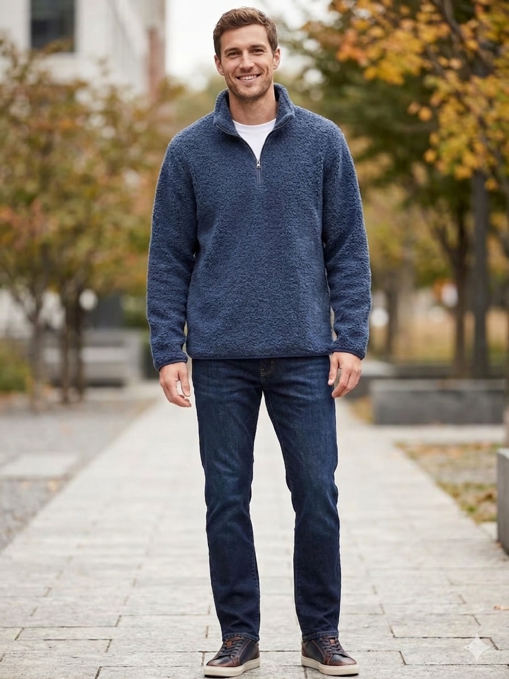 NWT Old Navy Men's Loose Bouclé Sherpa Quarter-Zip Pullover Fleece -Large Tall